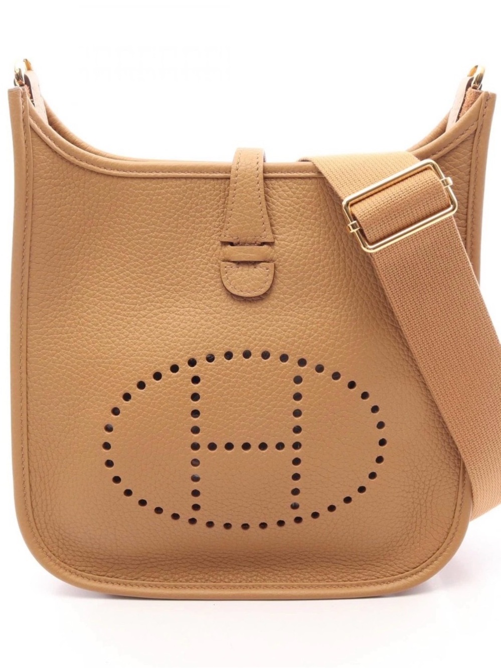 Hermes Evelyne 23 Crossbody Bag in Biscuit with Gold Hardware - full set